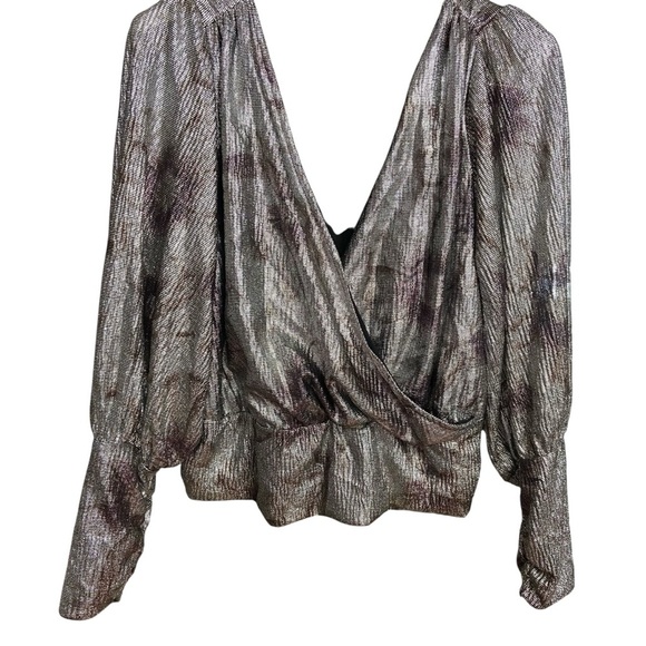 Maison d' Amelie Paris Metallic Crossover Shimmer Blouse Size M Evening Party - Picture 6 of 13